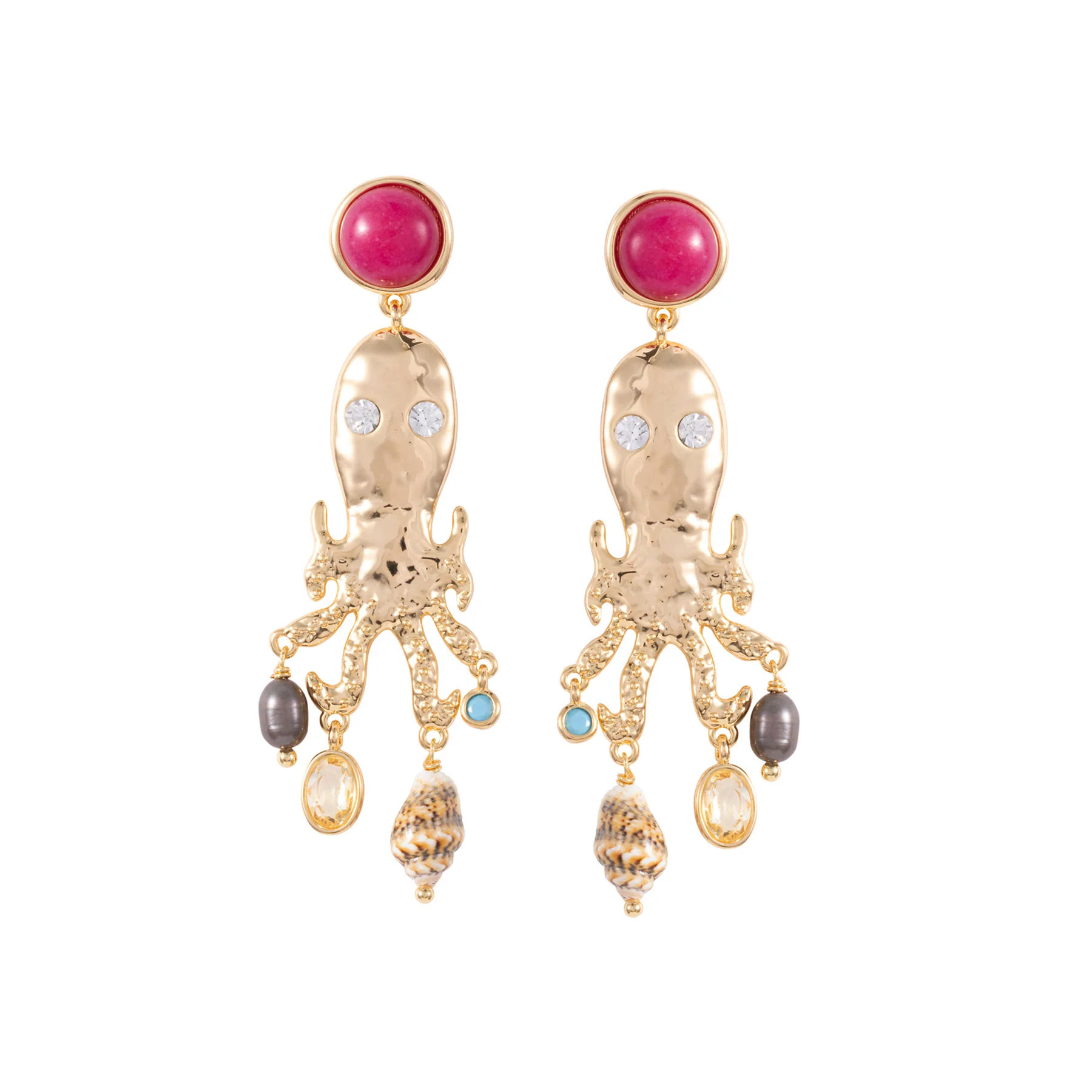 Miranda Earrings | Pink and Gold Octopus Drop Earrings | Mignonne Gavigan