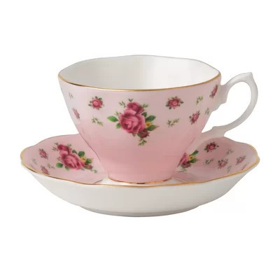 Royal Albert New Country Roses Pink Bone China Teacup and Saucer | Wayfair Professional
