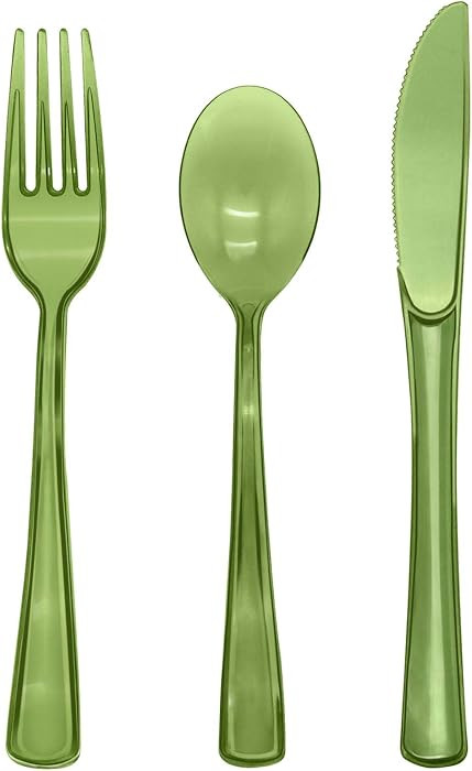 150 Pcs Sage Green Plastic Silverware, Disposable Plastic Utensils Heavy Duty, Green Silverware S... | Amazon (US)