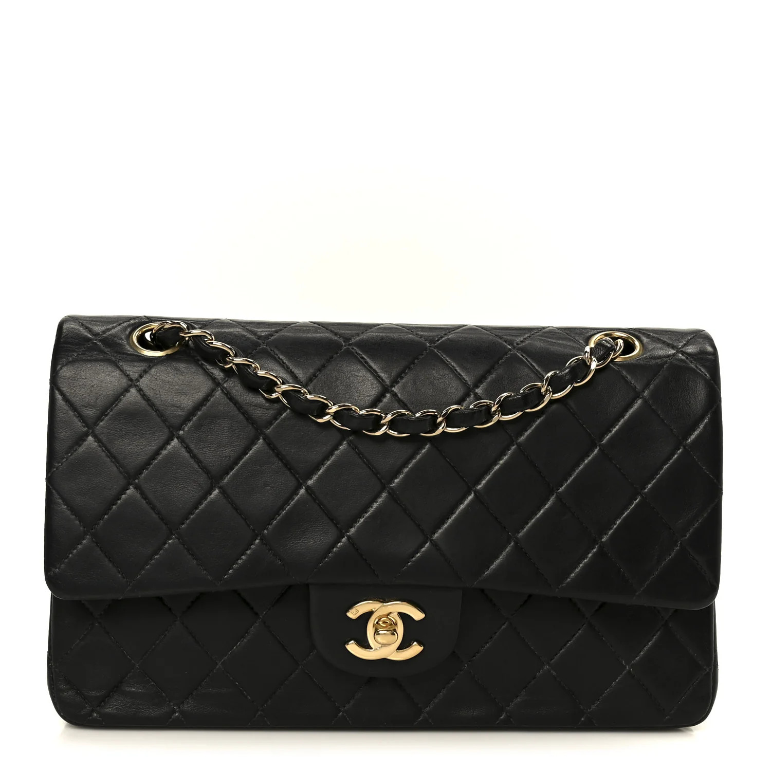 Lambskin Quilted Medium Double Flap Black | FASHIONPHILE (US)