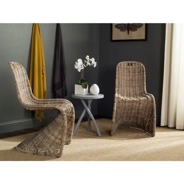 SAFAVIEH Rural Woven Dining Cilombo Grey Dining Chairs (Set of 2) | Bed Bath & Beyond