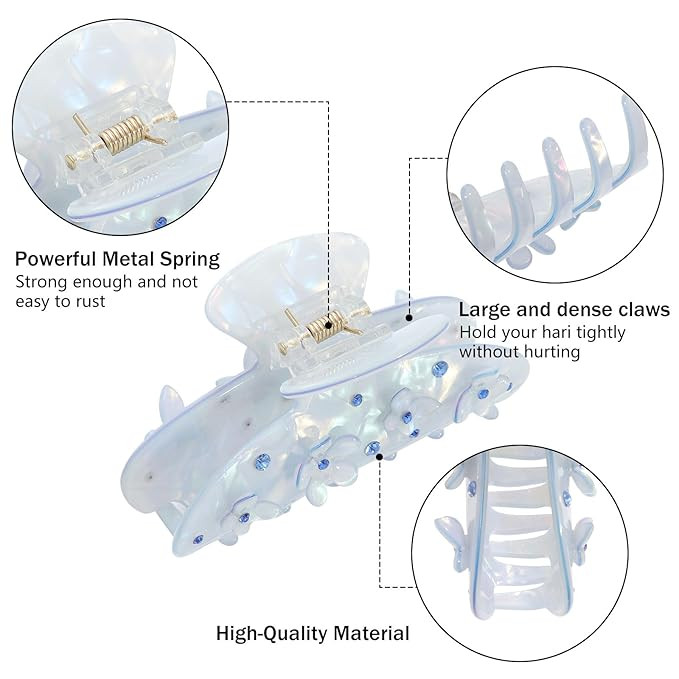 HAIMEIKANG 2Pcs Acrylic Flower Hair Claw Clips - Large for Women, Strong Hold Cute Non-slip Styli... | Amazon (US)