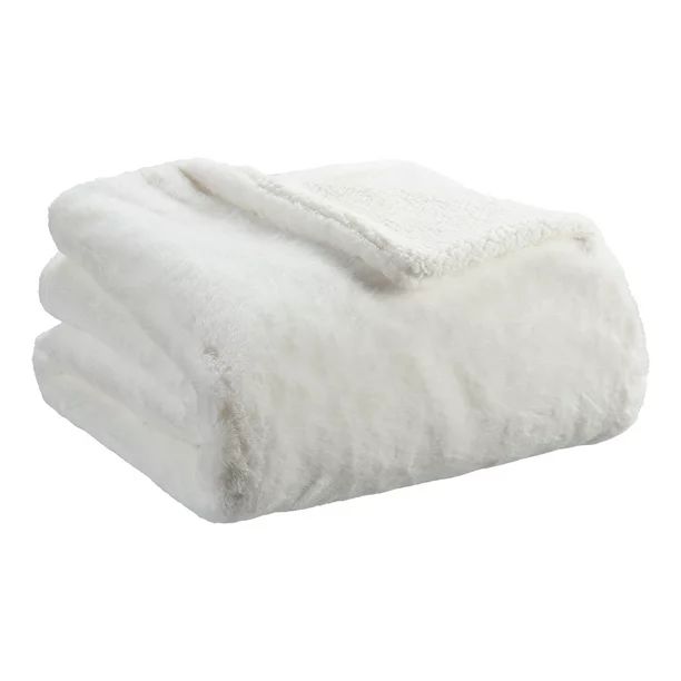 Better Homes & Gardens Faux Rabbit Fur Throw, 50"x 60", Ivory, Machine Washable, Polyester | Walmart (US)