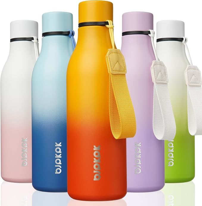 BJPKPK Insulated Water Bottles, 18 oz Stainless Steel Metal Water Bottle with Strap, BPA Free Lea... | Amazon (US)