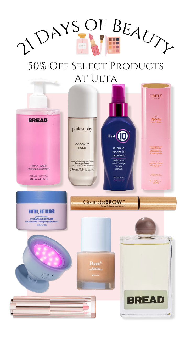 LAST DAY!!! 21 Days of Beauty are happening now at Ulta!!! Get 50% off on these select beauty products for 3/26/26! 

 #LTKSaleAlert #LTKBeauty