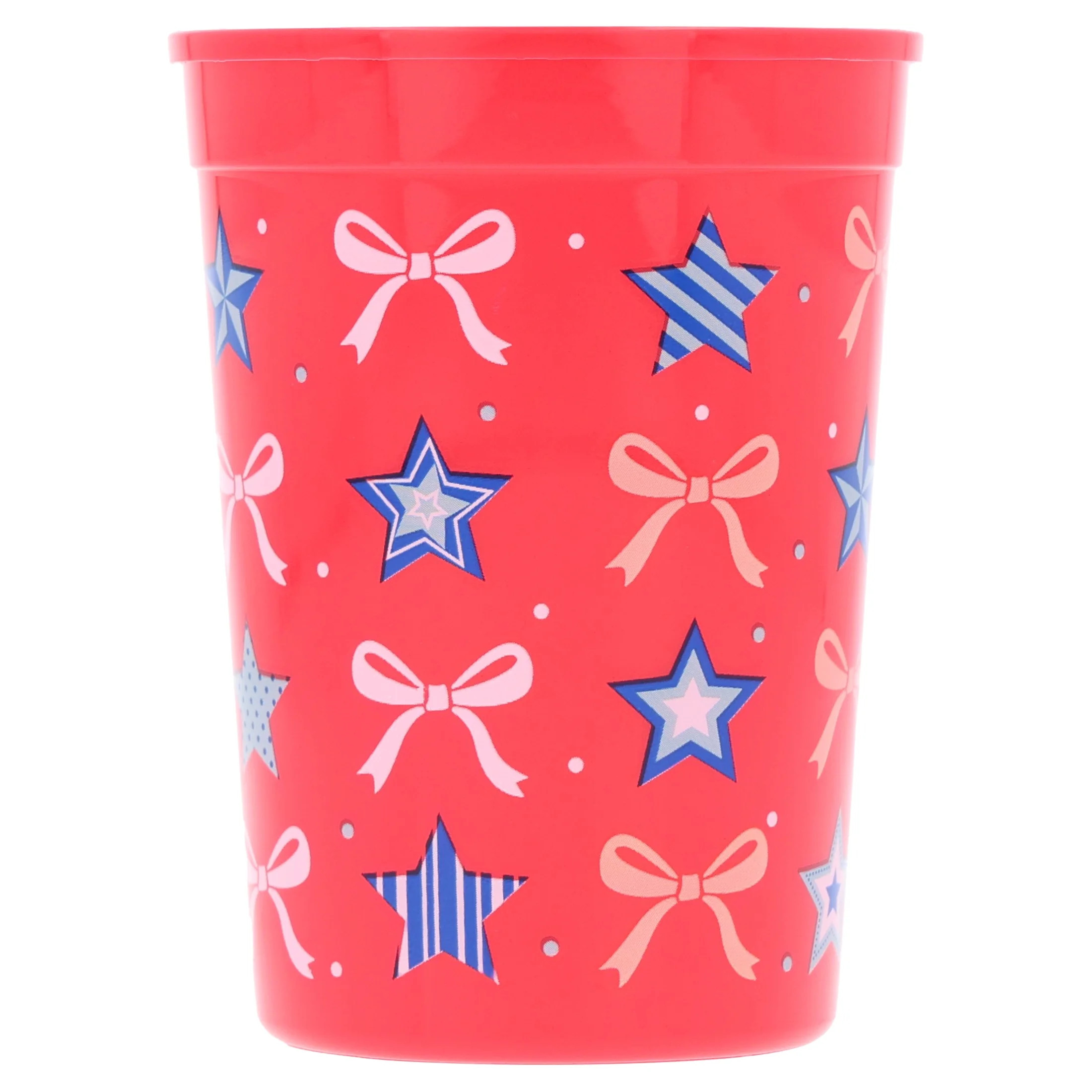 Stars and Ribbons Plastic Party Cups, Red/White/Blue, 10 oz, Patriotic by Way To Celebrate | Walmart (US)