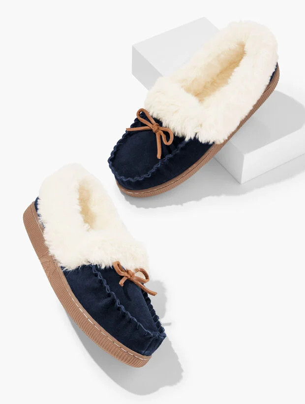 Cleo Suede Faux Fur Moccasins | Talbots