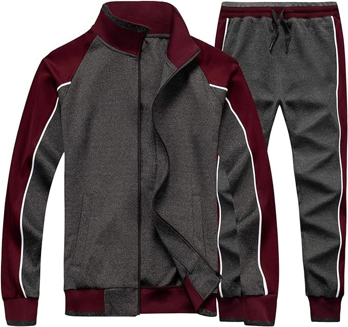 TOLOER Men's Activewear Full Zip Warm Tracksuit Sports Set Casual Sweat Suit | Amazon (US)