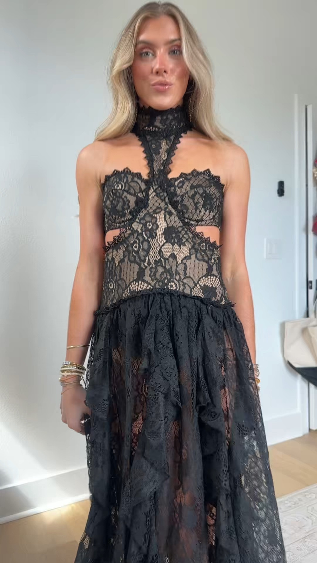 @12th Tribe  size XS my code is SLOANEV10. trip means mandatory girls dinners and tons of group pictures. We don't make the rules, we just help you to look your best for them. Introducing the Black Lace Drop Waist Maxi Dress,  and she’s named Princesa for a reason. With a bustier bodice, lacey sheer drop waist skirt with a and high neck detail the Princesa is giving black tie glam 

#LTKootd #LTKWedding #LTKSaleAlert