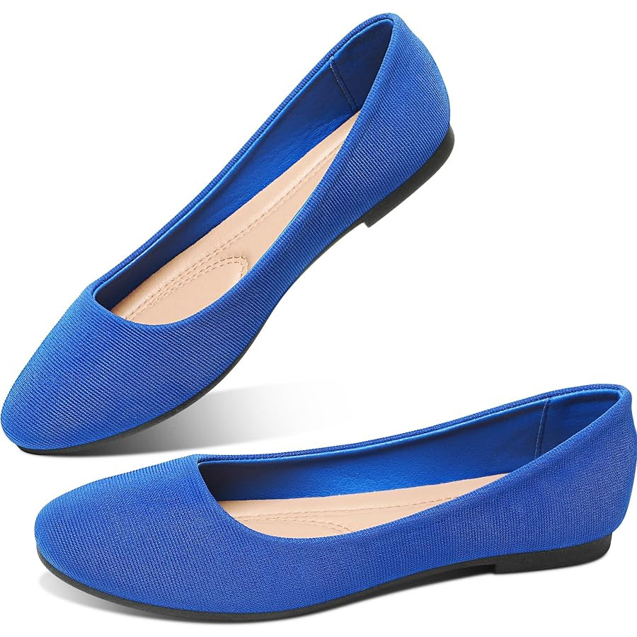 Obtaom Round Toe Women Flat Shoes Slip on Girls Dress Black Ballet Flats | Amazon (US)