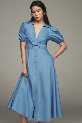 Hutch Laurel Puff-Sleeve Midi Dress | Anthropologie (US)