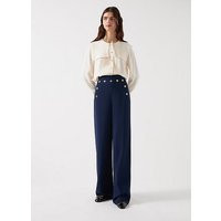 Olive Navy Viscose Blend Crepe Sailor Trouser, Navy | L.K. Bennett (UK)