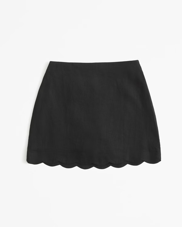 Women's Premium Linen Scallop-Hem Mini Skort | Women's Bottoms | Abercrombie.com | Abercrombie & Fitch (US)