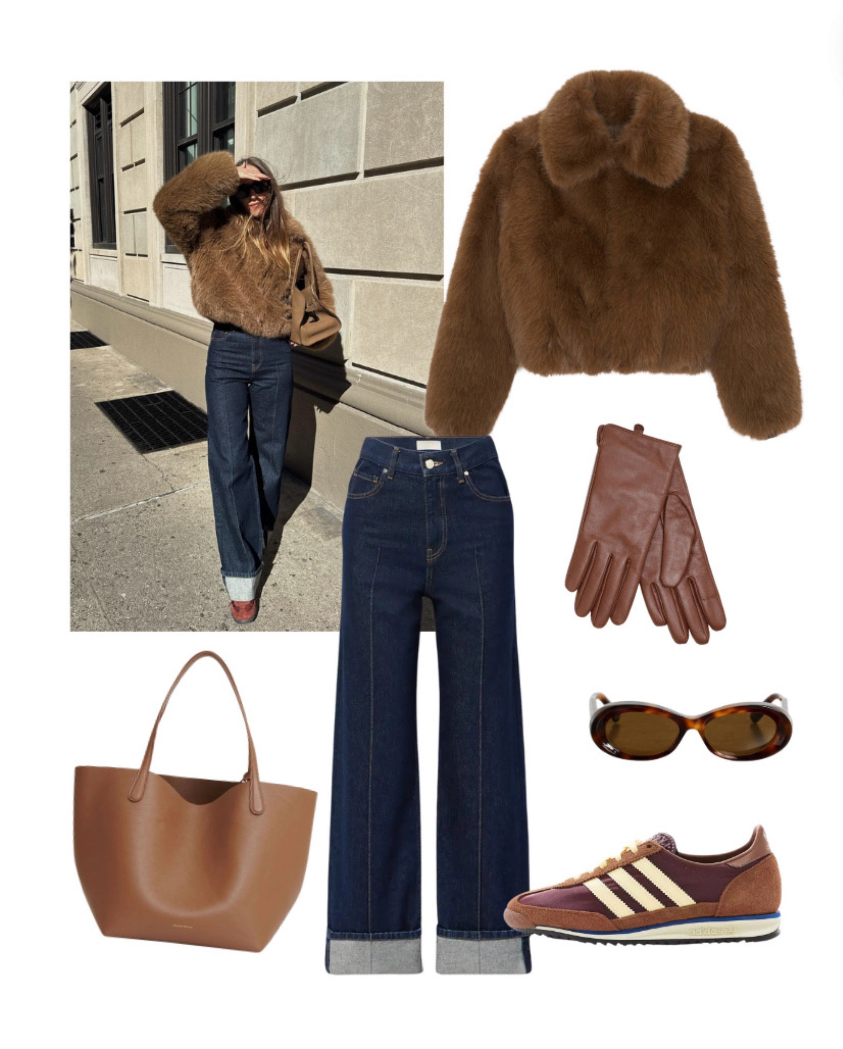 Dark denim?
They’re the new jeans in town !
Go for a high waist with a flare leg then turn up the hem so it’s wide cuff.
Toss on a glamorous furry jacket but add a casual sporty edge with sneakers.
Keep all the accessories tonal like choc brown and let the jeans stand out !
Now you can steal her style 👇

#LTKaustralia #LTKstyletip #LTKwinter