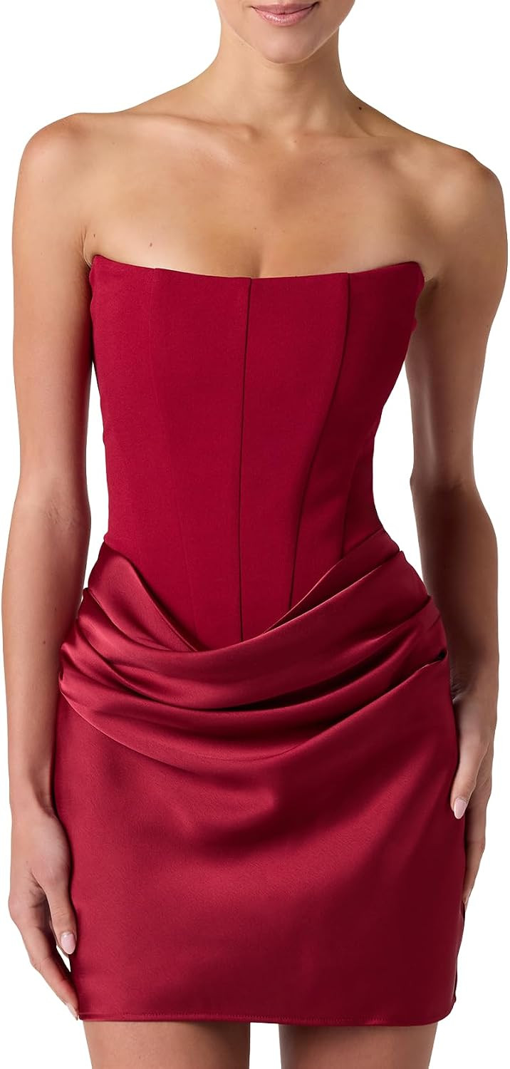 Lulus Tarni Drape Front Women's Cocktail Midi Dress | Amazon (US)