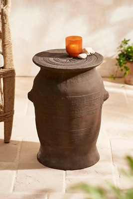 Cast Stone Side Table, Black | Terrain