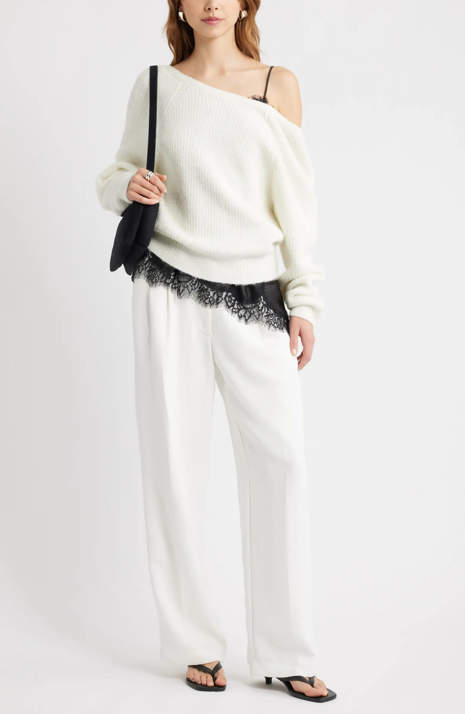 Open Edit Lace Trim Satin Camisole | Nordstrom | Nordstrom