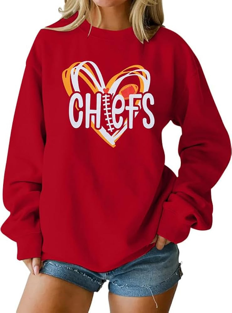 Football Sweatshirt Women Game Day Sweatshirts Heart Love Rugby Team Pullover Fans Shirt Graphic ... | Amazon (US)