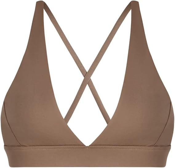 INIBUD Sports Bra for Women Push Up Strappy Workout Top Padded Deep V-Neck Triangle Bralettes wit... | Amazon (US)