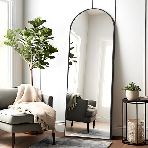 NeuType Arched Full Length Mirror, Large Full Body Mirror with Aluminium Metal Frame, Shatter Protection, Wall-Mounted Mirrors for Living Room or Dressing Room- Black（Arched）,59”x20” | Amazon (US)