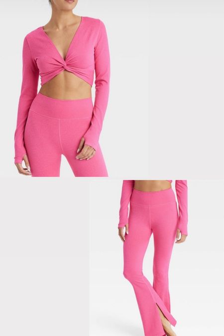 Two piece set, pink set, pink two piece legging set
