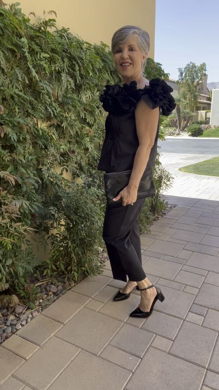 Great spring look that’s all black. Black Maeve top from Anthropologie with black cropped pants and black accessories.
#ltkover40
#ltkover50
#ltkdatenight

#LTKover40 #LTKVideo #LTKsalealert