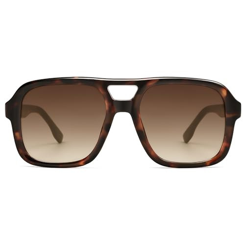 SOJOS Retro Aviator Sunglasses For Women Men Square Womens Square Sun Glasses SJ2355,Tortoise Brown Grading | Amazon (US)
