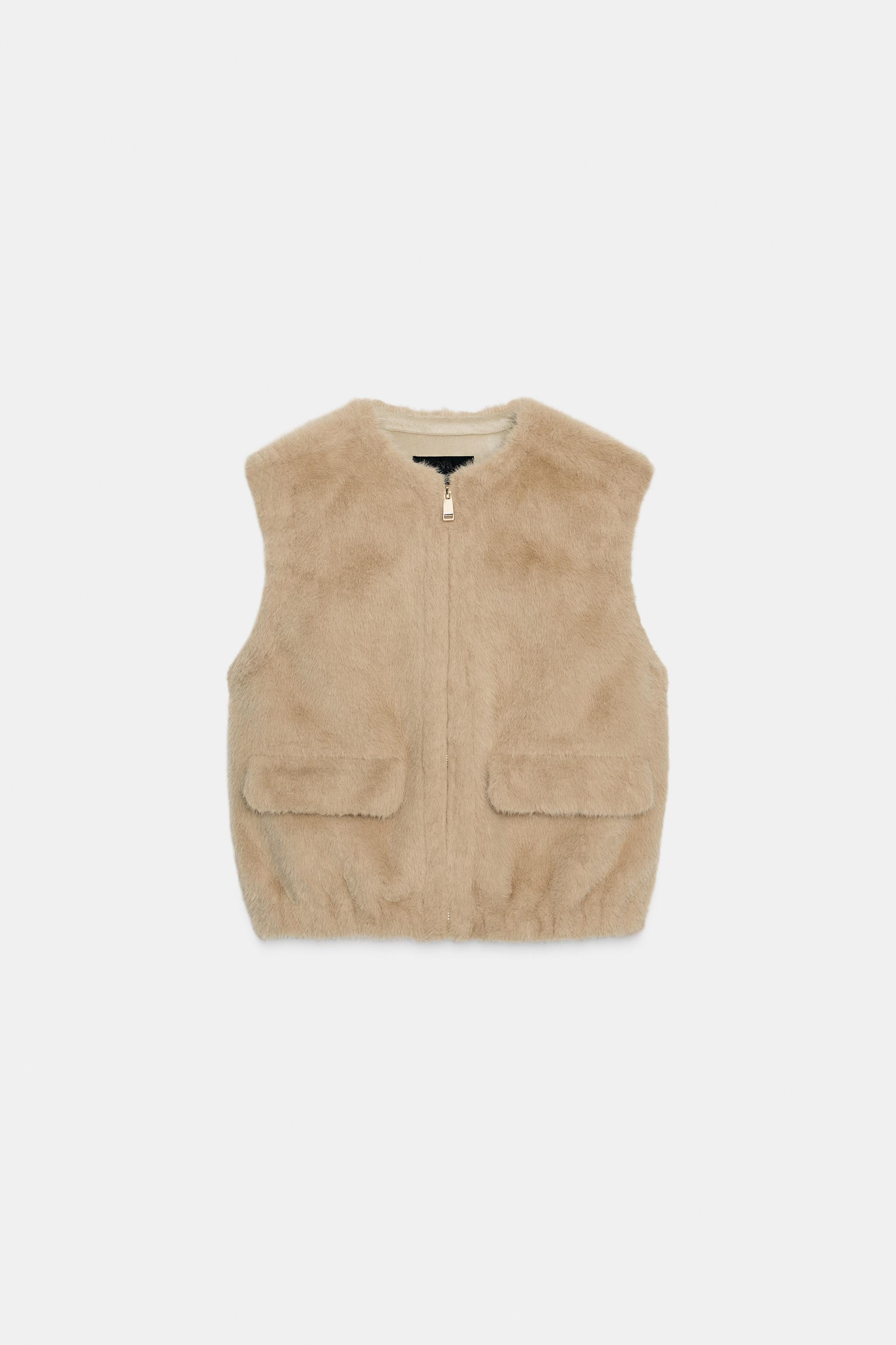 FAUX FUR GILET WITH ZIP | Zara UK
