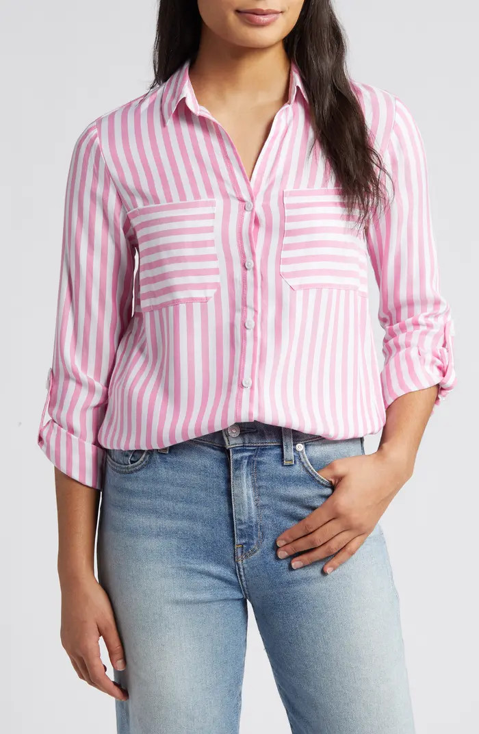 Kaia Stripe Long Sleeve Button-Up Shirt | Nordstrom