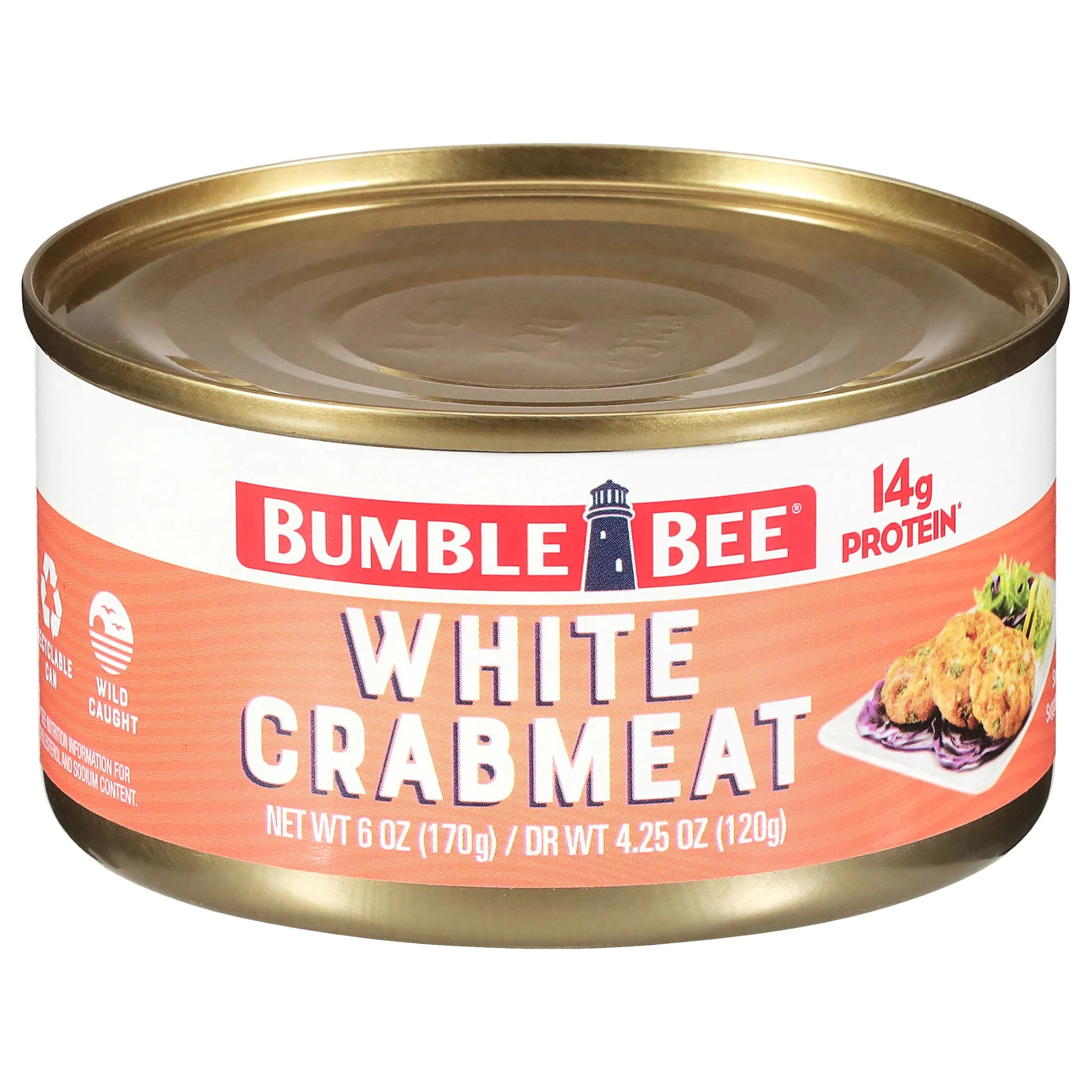 Bumble Bee Wild Caught White Crabmeat, 14g Protein Per Serving, Shelf Stable Can, 6oz | Walmart (US)