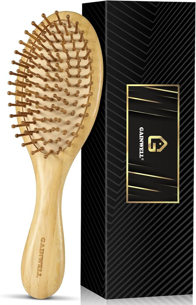 GAINWELL Bamboo Paddle Hair Brush - Bamboo Bristles Detangling Hairbrush for Massaging Scalp | Amazon (US)