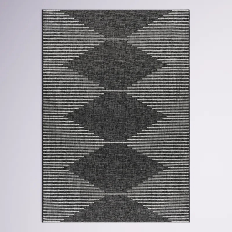 Abdulazeez Irielle Geometric Black Indoor/Outdoor Area Rug | Wayfair North America