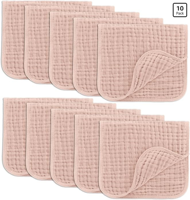 Comfy Cubs Muslin Burp Cloths 20" x 10", Pack of 10 - Large, 6-Layer, Ultra Absorbent 100% Cotton... | Amazon (US)