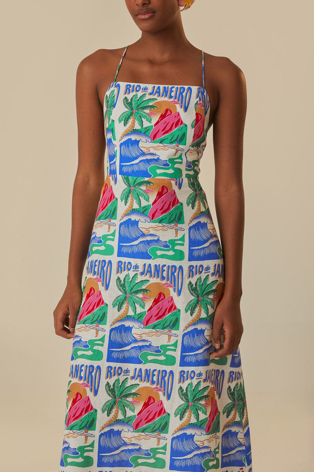 Off-White Carioca Posters Midi Dress | FarmRio (US)