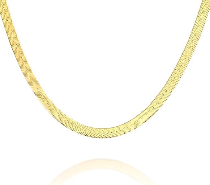 PAVOI Italian Solid 925 Sterling Silver, 22K Gold Plated Chain Necklaces | Snake, Square Box, Cab... | Amazon (US)