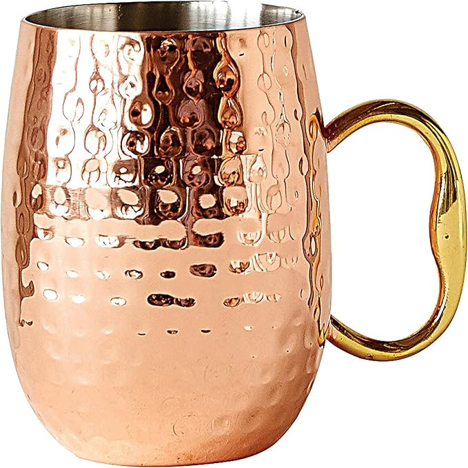 Creative Co-Op Stainless Steel Moscow Mule Mug with Handle, 4"H, Copper | Amazon (US)