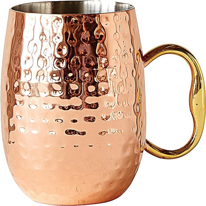 Creative Co-Op Stainless Steel Moscow Mule Mug with Handle, 4"H, Copper | Amazon (US)