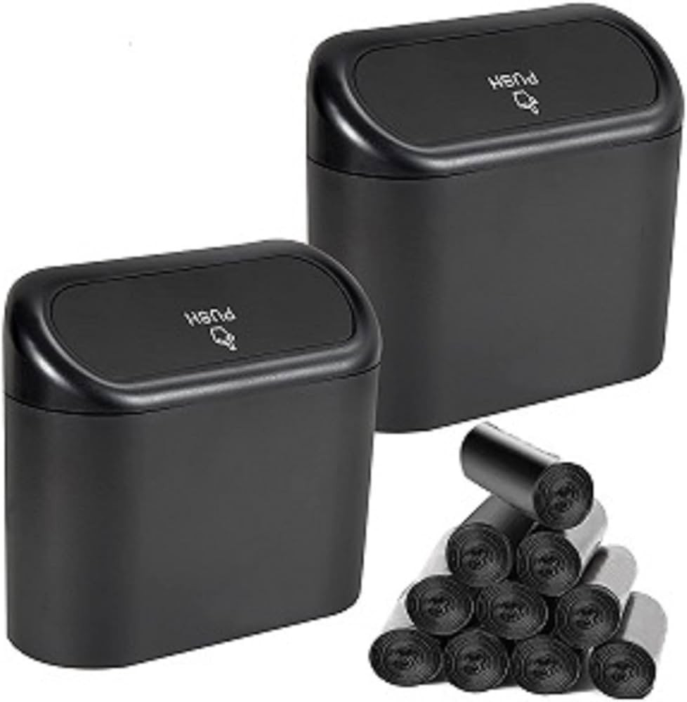 2 Packs Mini Car Trash Can Bin with Lid and 150pcs Trash Bags,Car Trash Can Bin,Car Garbage Trash... | Amazon (US)