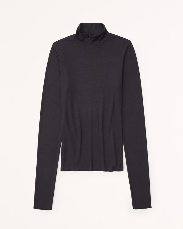Long-Sleeve Featherweight Rib Tuckable Mockneck Top | Abercrombie & Fitch (US)