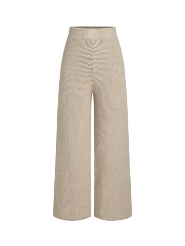 CIDER Lounge Pants Women Wide Leg Mid Waist Ribbed Knit Pants Casual Solid Warm Wool-Blend Sweatp... | Amazon (US)