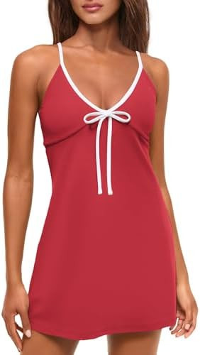 ReachMe Womens Tennis Dress with Built in Shorts Summer Athletic Dresses Workout Golf Outfits Min... | Amazon (US)