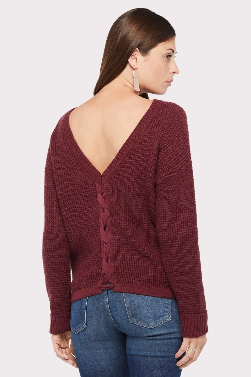 Merritt Lace Up Back Sweater | Evereve