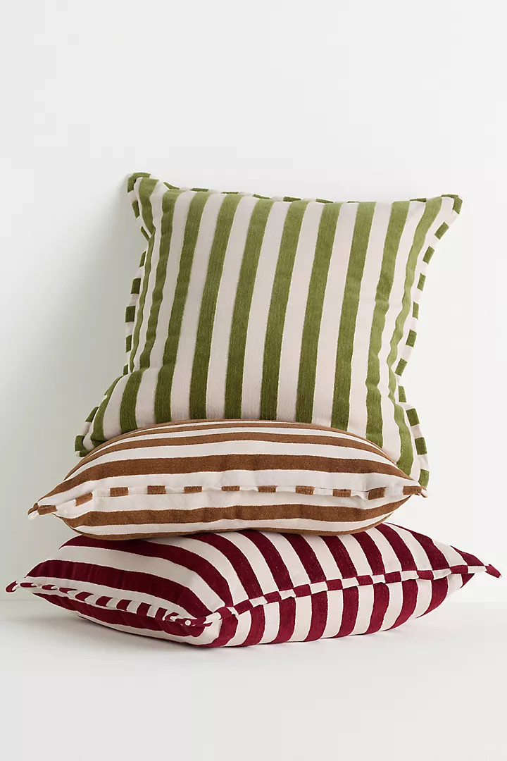 Sarah Striped Cotton-Chenille Pillow | Anthropologie (US)