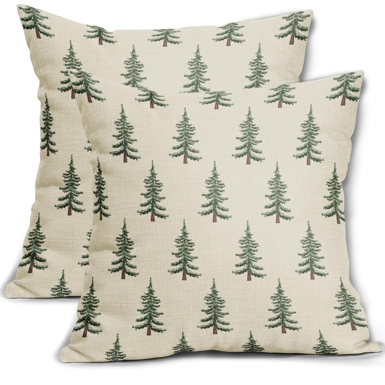Watercolor Sage Green Christmas Tree Throw Pillow Covers 24x24 Set of 2 Rustic Xmas Vintage Holid... | Amazon (UK)