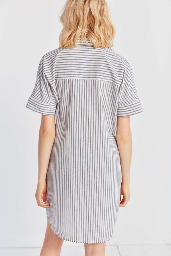Ecote Yarn Dyed Button-Down Shirt Dress | Urban Outfitters US