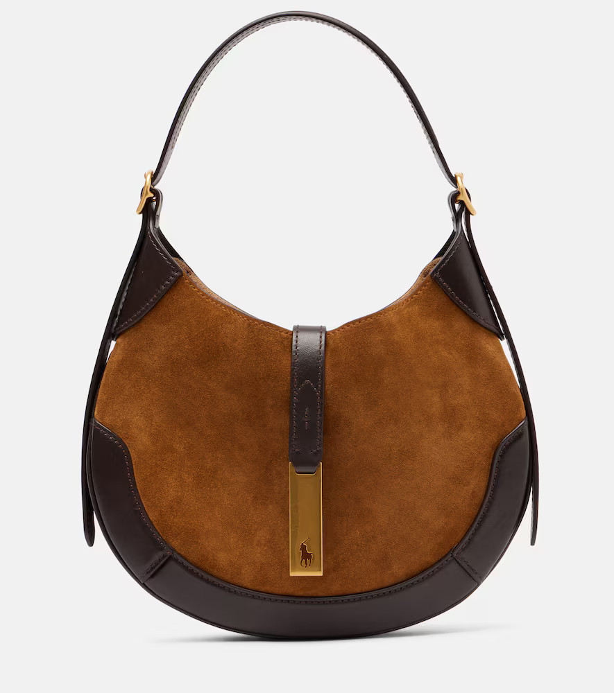 Polo Ralph Lauren Leather-trimmed suede shoulder bag | Mytheresa (US/CA)