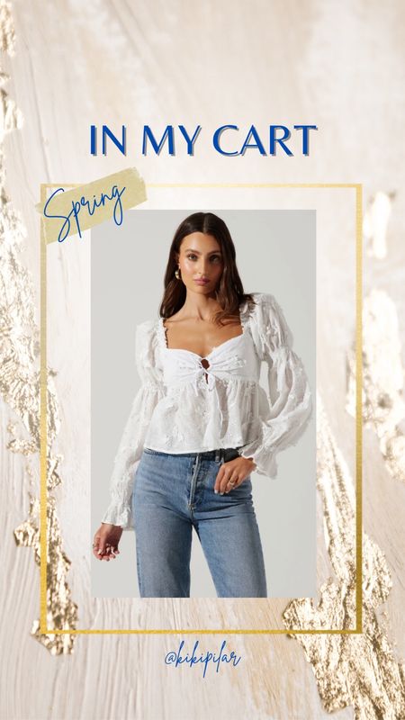Spring tops
Tops for spring
New for spring
Spring outfit 
White top
In my cart