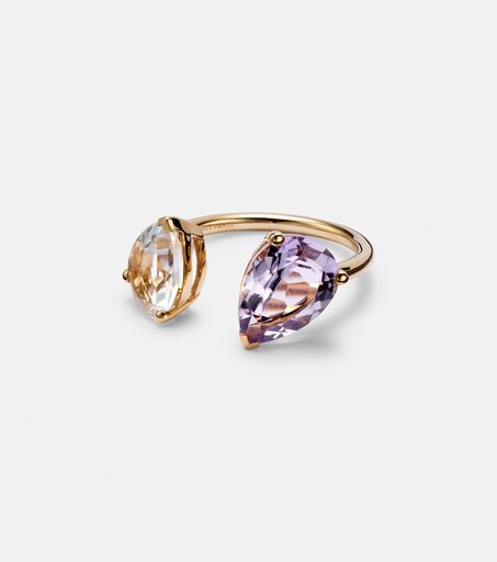 Birthstone 18kt gold ring with diamonds, amethyst, and white topaz | Mytheresa (US/CA)