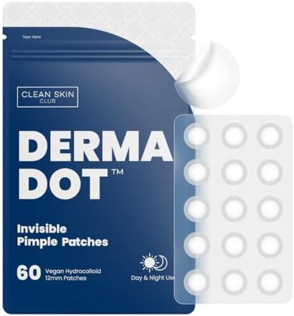 CLEAN SKIN CLUB 60 Invisible Vegan Pimple Patches, Derma Dot Hydrocolloid for Covering Zits, Blac... | Amazon (US)