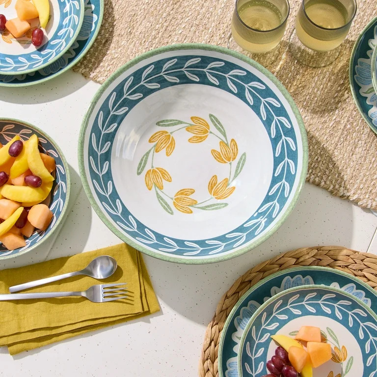 Better Homes and Gardens Bamboo Melamine Floral Serve Bowl | Walmart (US)